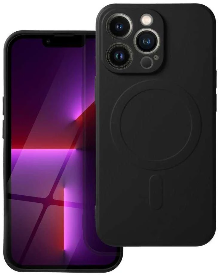 OEM dėklas, skirtas iPhone 17 Pro / 18 Pro (žemas kameros kraštas), silikoninis Mag dėklas, suderinamas su MagSafe (kameros apsauga), juodas