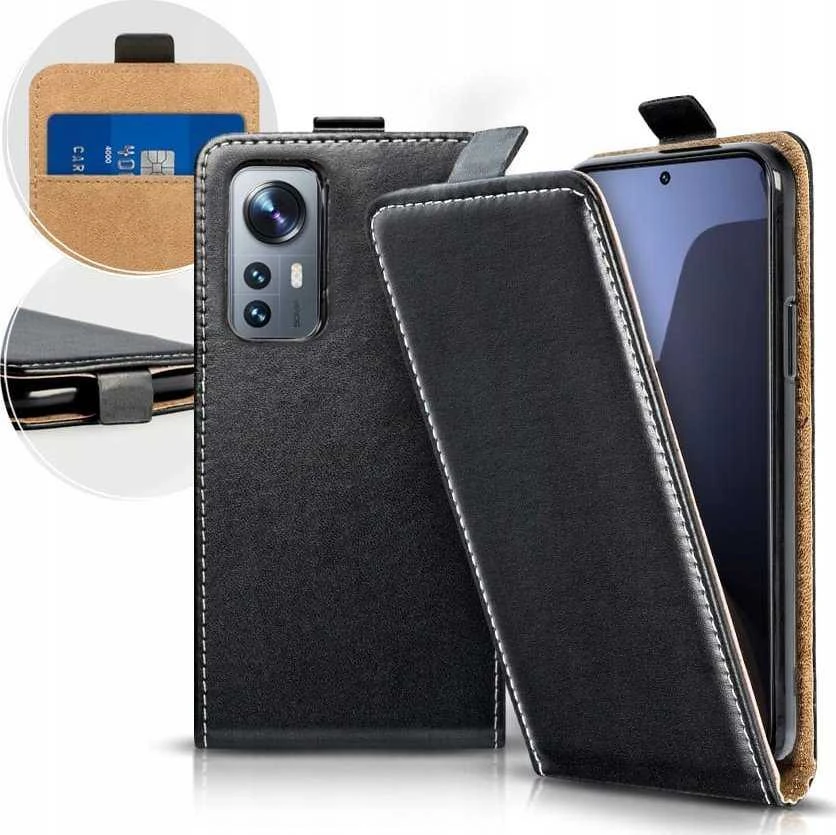 Oem Vertikalus dėklas su dangteliu, skirtas Xiaomi Redmi NOTE 12 PRO 5G, „Slim Flexi Fresh“, juodos spalvos.