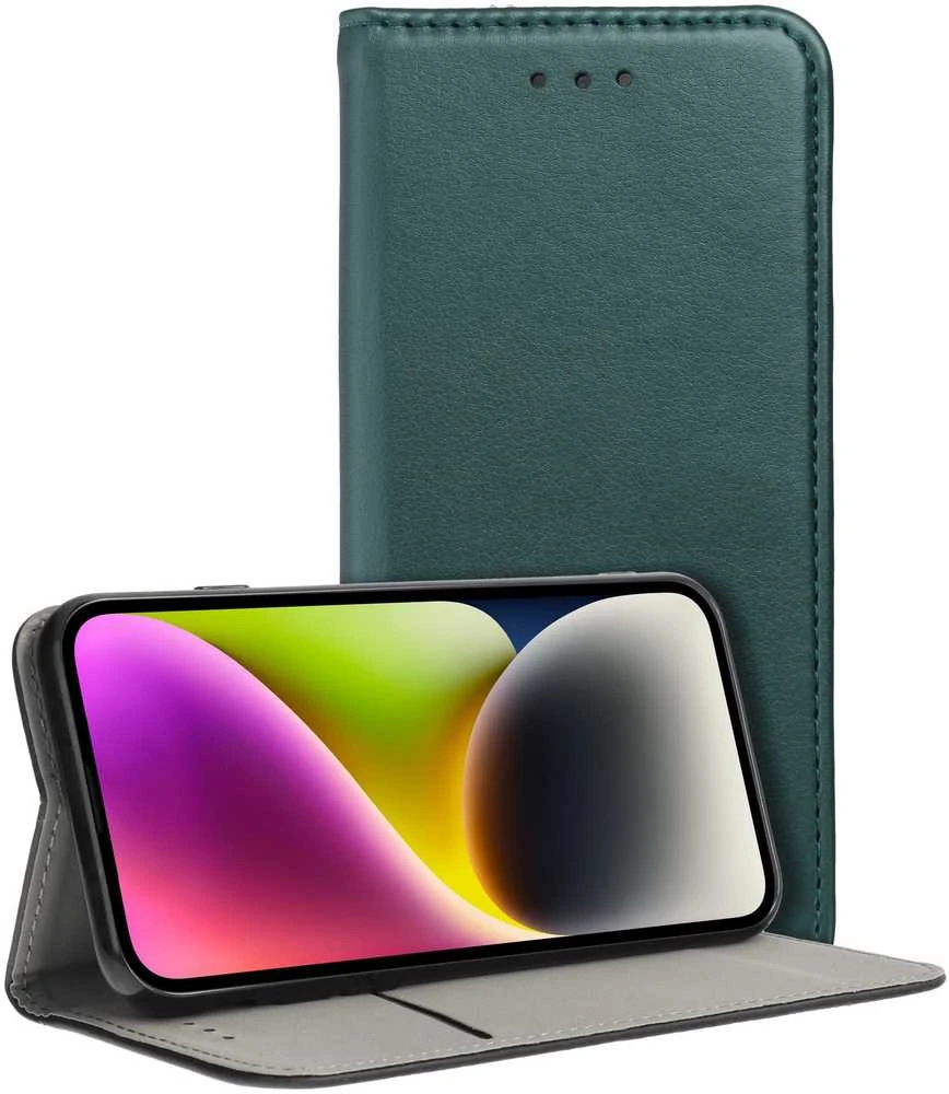 Dėklas Flip case for Realme 14 PRO Smart Magneto dark žalias