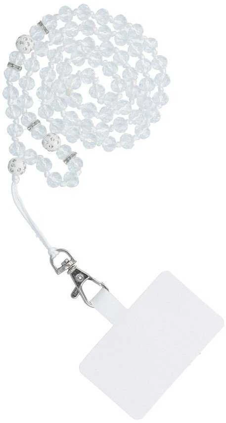 Dėklas OEM CRYSTAL DIAMOND telefono virvelė, telefono pakabukas / laido ilgis 74 cm (37 cm kilpoje) / ant kaklo - baltas