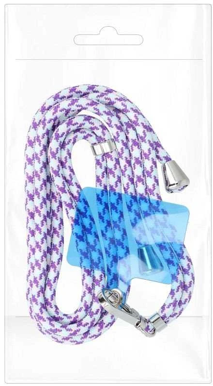 Dėklas OEM SWING (6mm) telefono virvelė, reguliuojamo ilgio telefono pakabukas / laido ilgis 165cm (maks. 82,5cm kilpoje) / ant peties arba kaklo - baltas - violetinė