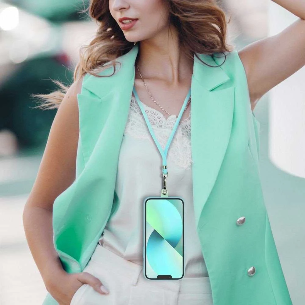 Dėklas OEM SWING (6 mm) telefono virvelė, reguliuojamo ilgio telefono pakabukas / laido ilgis 165 cm (maks. 82,5 cm kilpoje) / ant peties arba kaklo - lite žalias