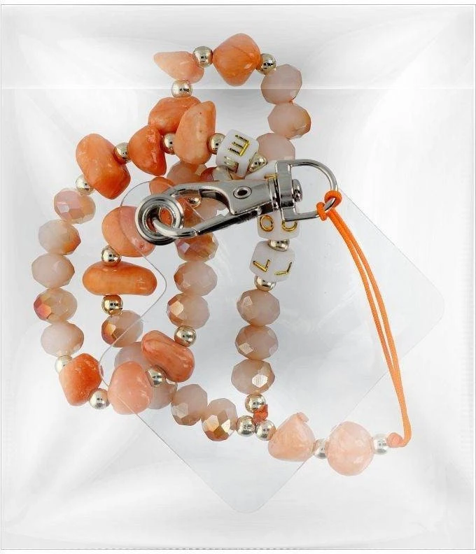 OEM LOVE telefono virvelė, telefono pakabukas / laido ilgis 44 cm (22 cm kilpoje) / ant rankos - oranžinis