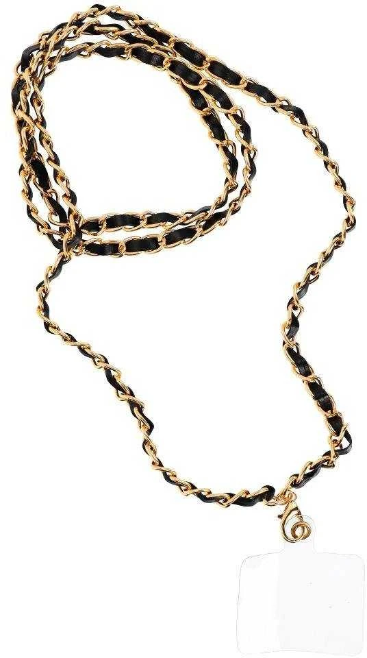 OEM STRAP telefono virvelė, telefono pakabukas / laido ilgis 116 cm (58 cm kilpoje) / ant kaklo - juodas