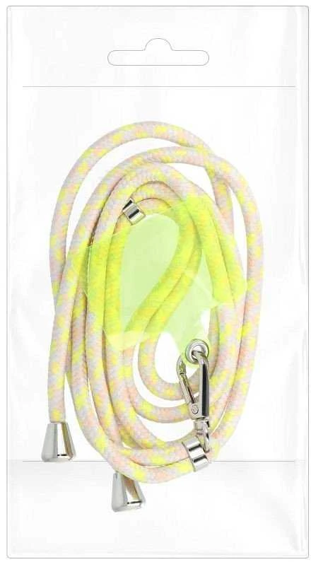 Dėklas OEM SWING (6 mm) telefono virvelė, reguliuojamo ilgio telefono pakabukas / laido ilgis 165 cm (maks. 82,5 cm kilpoje) / ant peties arba kaklo - pilka-geltona