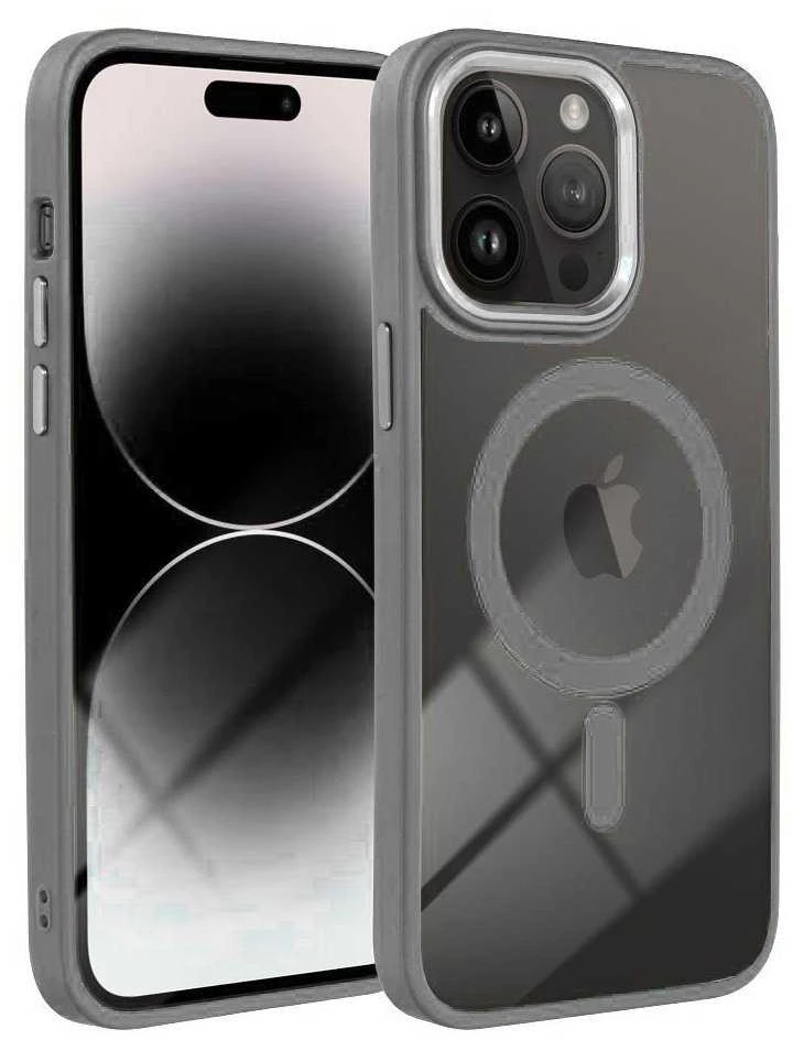 OEM dėklas, skirtas „iPhone 17 Color Edge Mag Cover“, suderinamas su „MagSafe“ titano-pilko spalvos