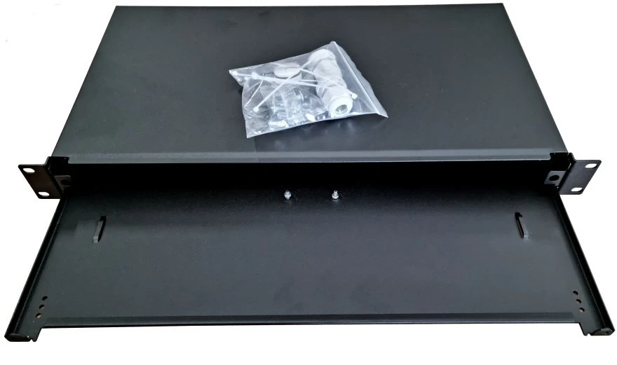 Oem Ištraukiama optinė vonia 1U, 24x SC simplex (24x LC duplex, 24x E2000) su OPTRONIC kasete 24 suvirinimo siūlėms, juoda