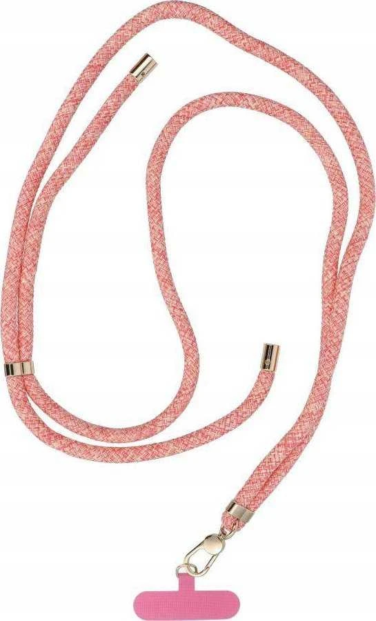 OEM SWING (8 mm) telefono virvelė, reguliuojamo ilgio telefono pakabukas / laido ilgis 165 cm (maks. 82,5 cm kilpoje) / ant peties arba kaklo - pink-baltas