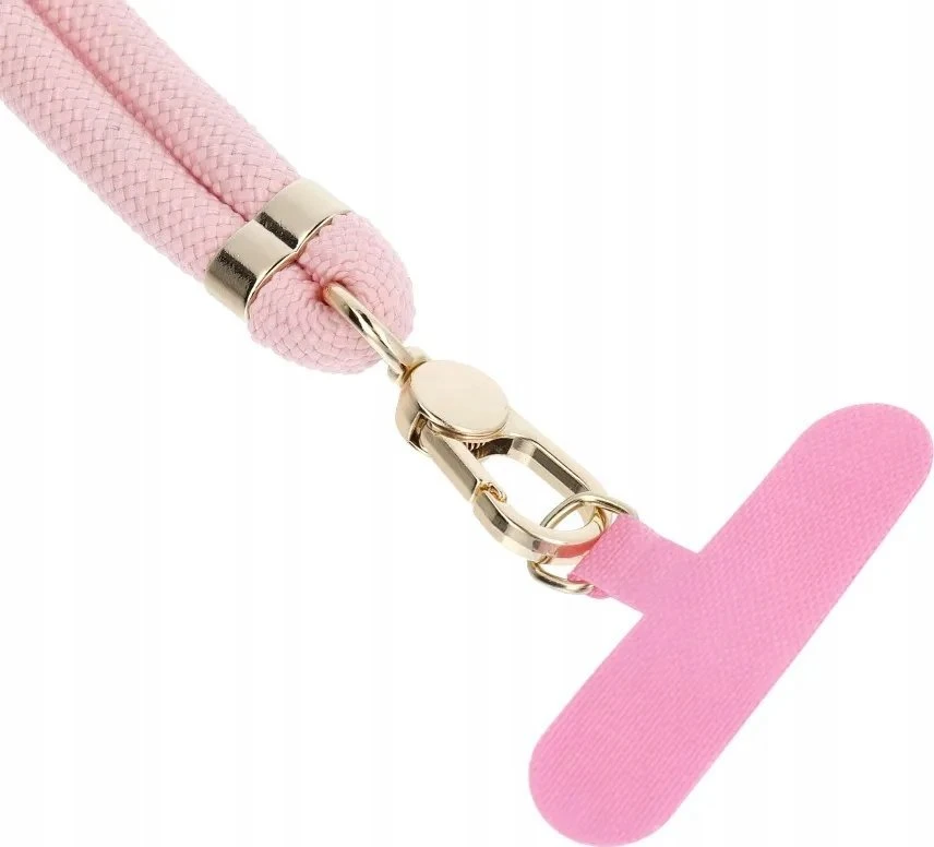 OEM SWING (8 mm) telefono virvelė, reguliuojamo ilgio telefono pakabukas / laido ilgis 165 cm (maks. 82,5 cm kilpoje) / ant peties arba kaklo - šviesiai rožinė
