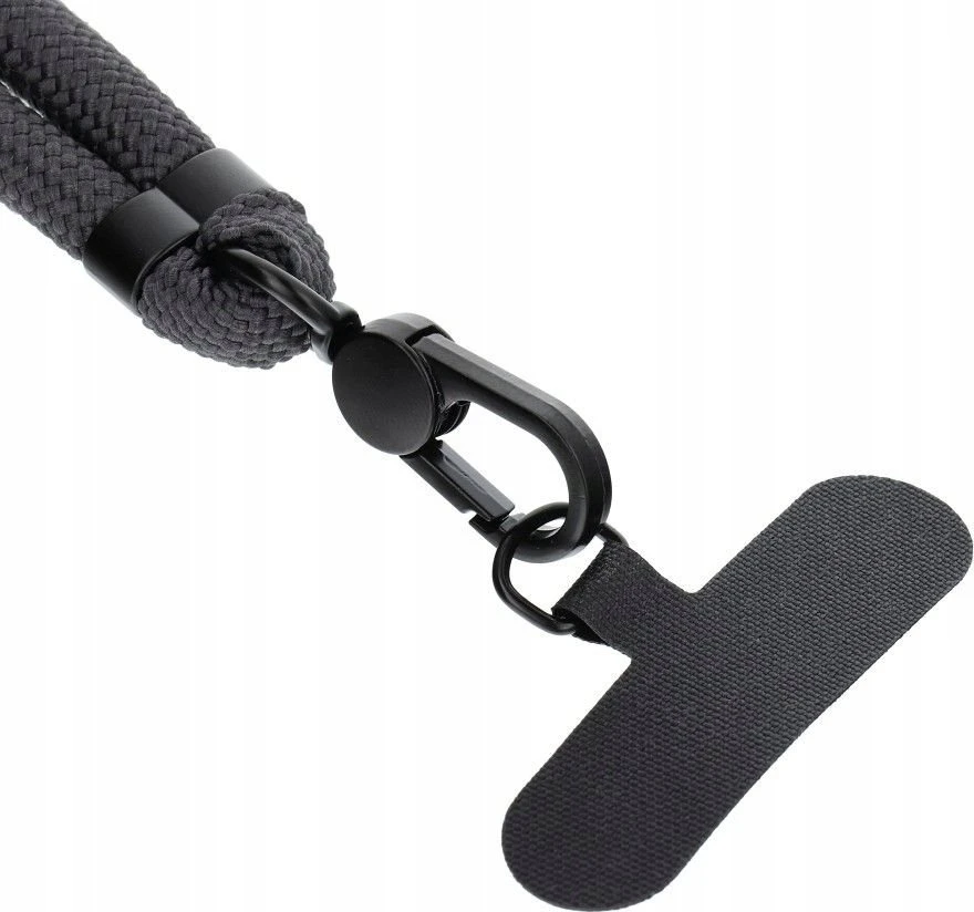 OEM SWING (8 mm) telefono virvelė, reguliuojamo ilgio telefono pakabukas / laido ilgis 165 cm (maks. 82,5 cm kilpoje) / ant peties arba kaklo - pilkas