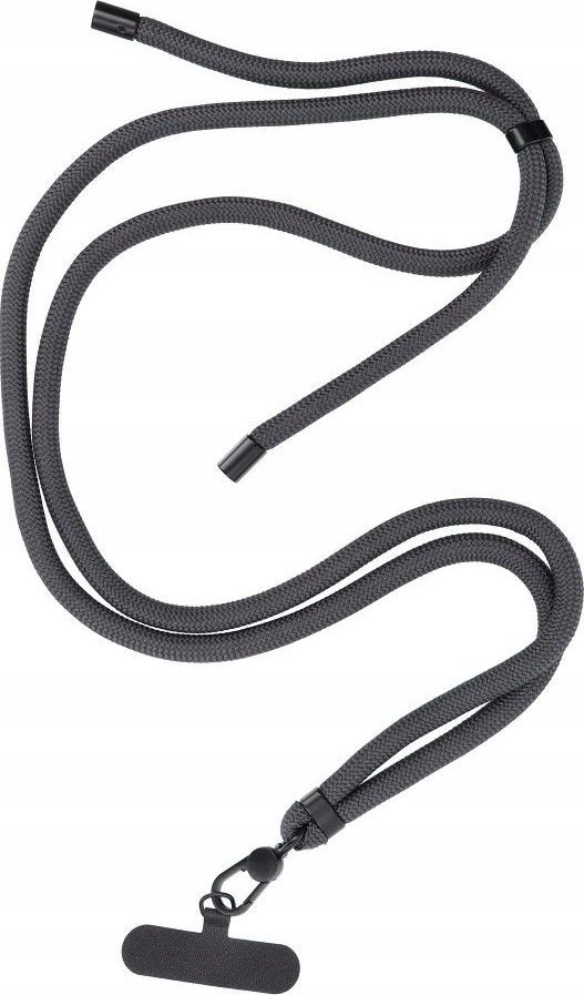 OEM SWING (8 mm) telefono virvelė, reguliuojamo ilgio telefono pakabukas / laido ilgis 165 cm (maks. 82,5 cm kilpoje) / ant peties arba kaklo - pilkas