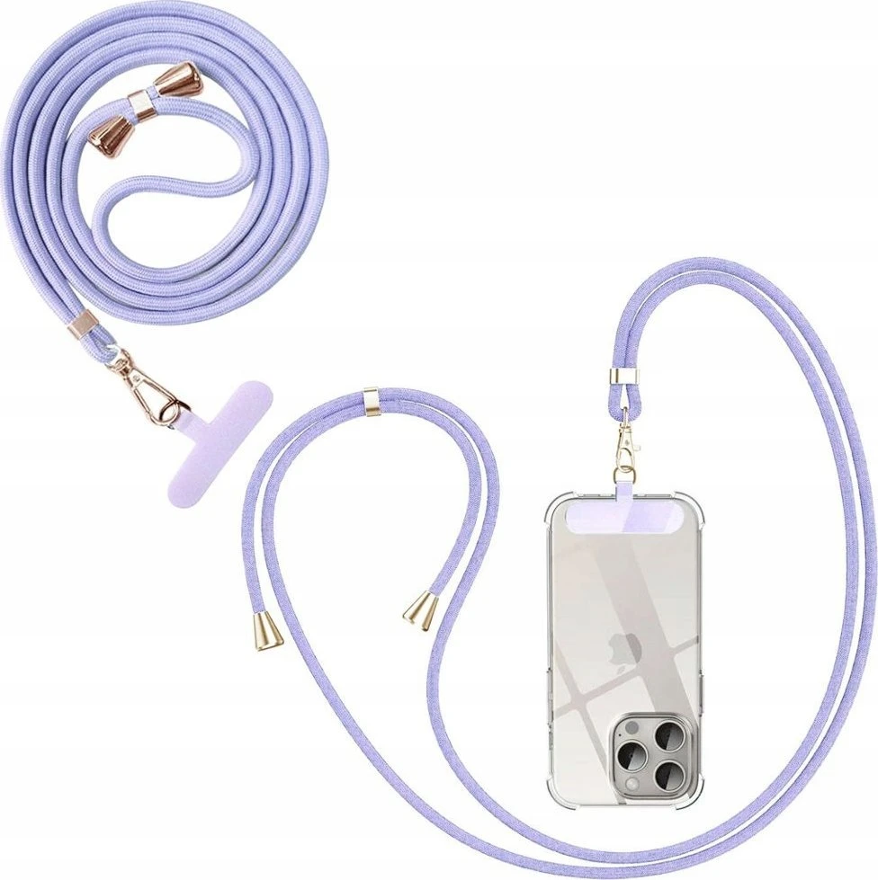 OEM SWING (8mm) telefono virvelė, reguliuojamo ilgio telefono pakabukas / laido ilgis 165cm (maks. 82,5cm kilpoje) / ant peties arba kaklo - violetinė