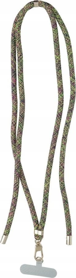 Dėklas OEM SWING (8 mm) telefono virvelė, reguliuojamo ilgio telefono pakabukas / laido ilgis 165 cm (maks. 82,5 cm kilpoje) / ant peties arba kaklo - pilkas-žalias-pink
