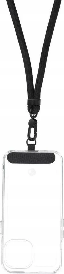 Dėklas OEM SWING (8 mm) telefono virvelė, reguliuojamo ilgio telefono pakabukas / laido ilgis 165 cm (maks. 82,5 cm kilpoje) / ant peties arba kaklo - juodas
