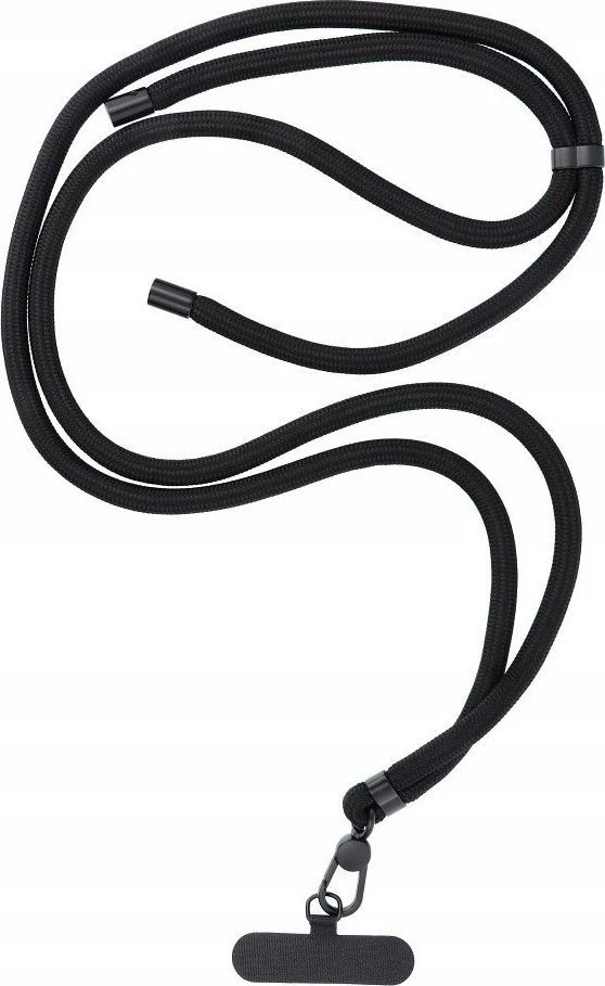 Dėklas OEM SWING (8 mm) telefono virvelė, reguliuojamo ilgio telefono pakabukas / laido ilgis 165 cm (maks. 82,5 cm kilpoje) / ant peties arba kaklo - juodas