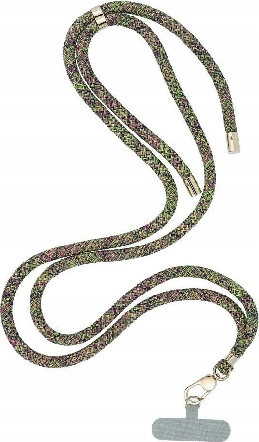Dėklas OEM SWING (8 mm) telefono virvelė, reguliuojamo ilgio telefono pakabukas / laido ilgis 165 cm (maks. 82,5 cm kilpoje) / ant peties arba kaklo - pilkas-žalias-pink