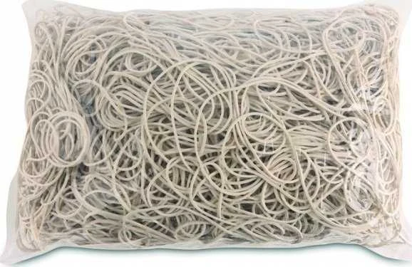 Office Products Biuro gaminiai BIURO PRODUKTAI guminės juostos, skersmuo 100mm, 1,3x4mm, 60% guma, 1000g, pakuotė, balta