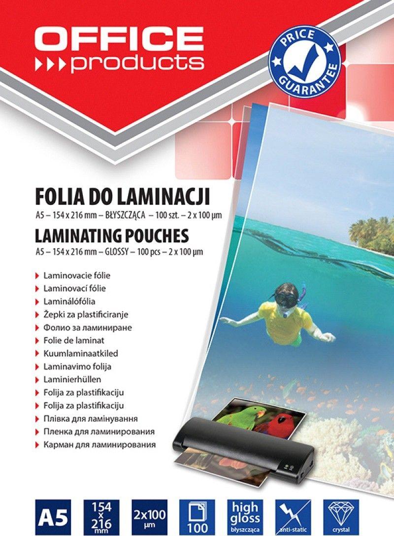 Office Products Laminavimo vokeliai, folija A5 2x100mic 100vnt