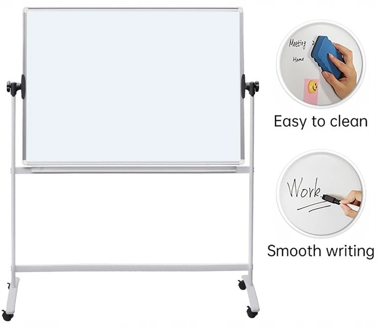 Office Products Mobilioji sausa trinamoji lenta - magnetinė OFFICE PRODUCTS, dvipusė, lakuota, aliuminio rėmas, pasvirimo kampo reguliavimas, 150x100 cm,