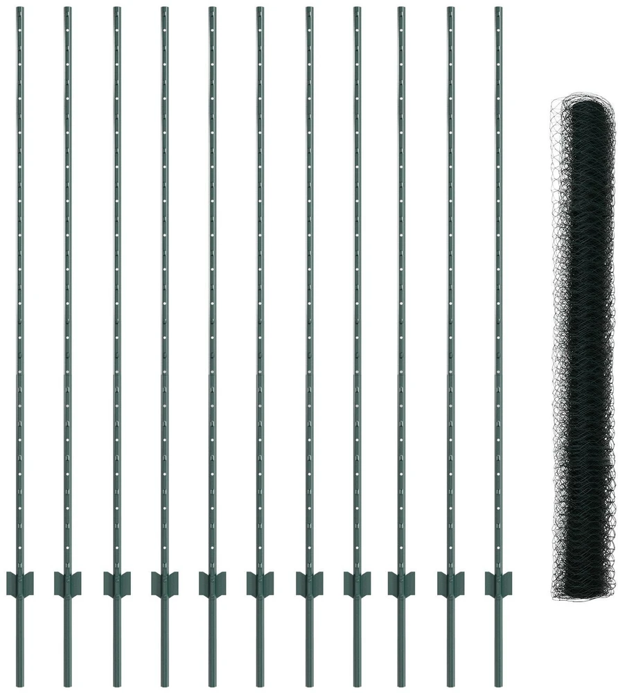 Hexagonal Fence with Post 25 x 1,6 m PVC dengtas plienas Žalia