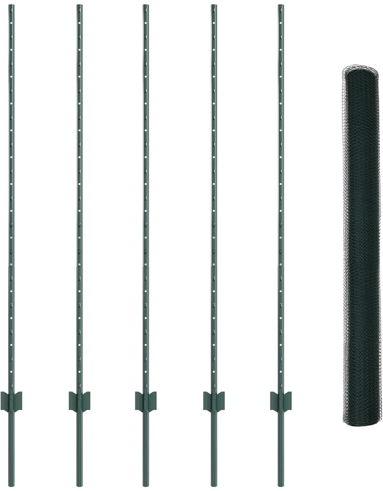 Hexagonal Fence with Post 10 x 1,4 m PVC dengtas plienas Žalia