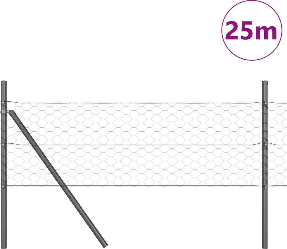 Heksagonalinė tvoros tvirtinimo sistema 25 x 0,5 m Pilka