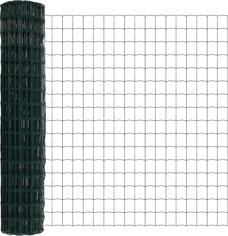 Eurų tvora su betono baze 10 x 1,5 m PVC dengtas plienas Žalia