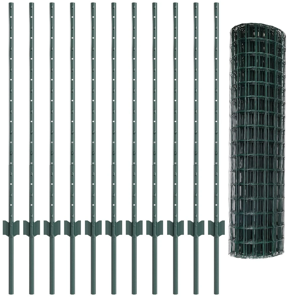 Euro tvoros su stulpu 25 x 1 m PVC dengtas plienas Žalia
