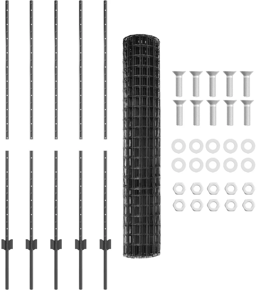 Euro tvoros su stulpu 10 x 1,4 m PVC dengtas plienas Pilka