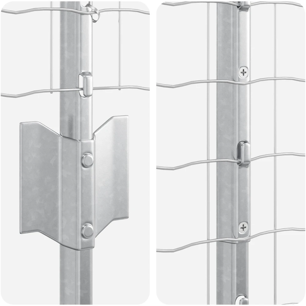 Euro tvoros su stulpu 10 x 1 m Galvanizuotas plienas Sidabrinė