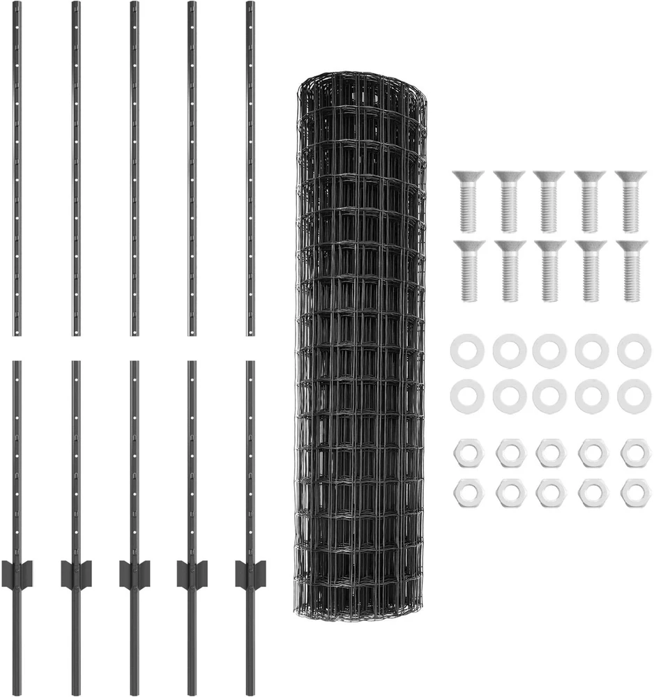 Euro tvoros su stulpu 10 x 1,2 m PVC dengtas plienas Pilka