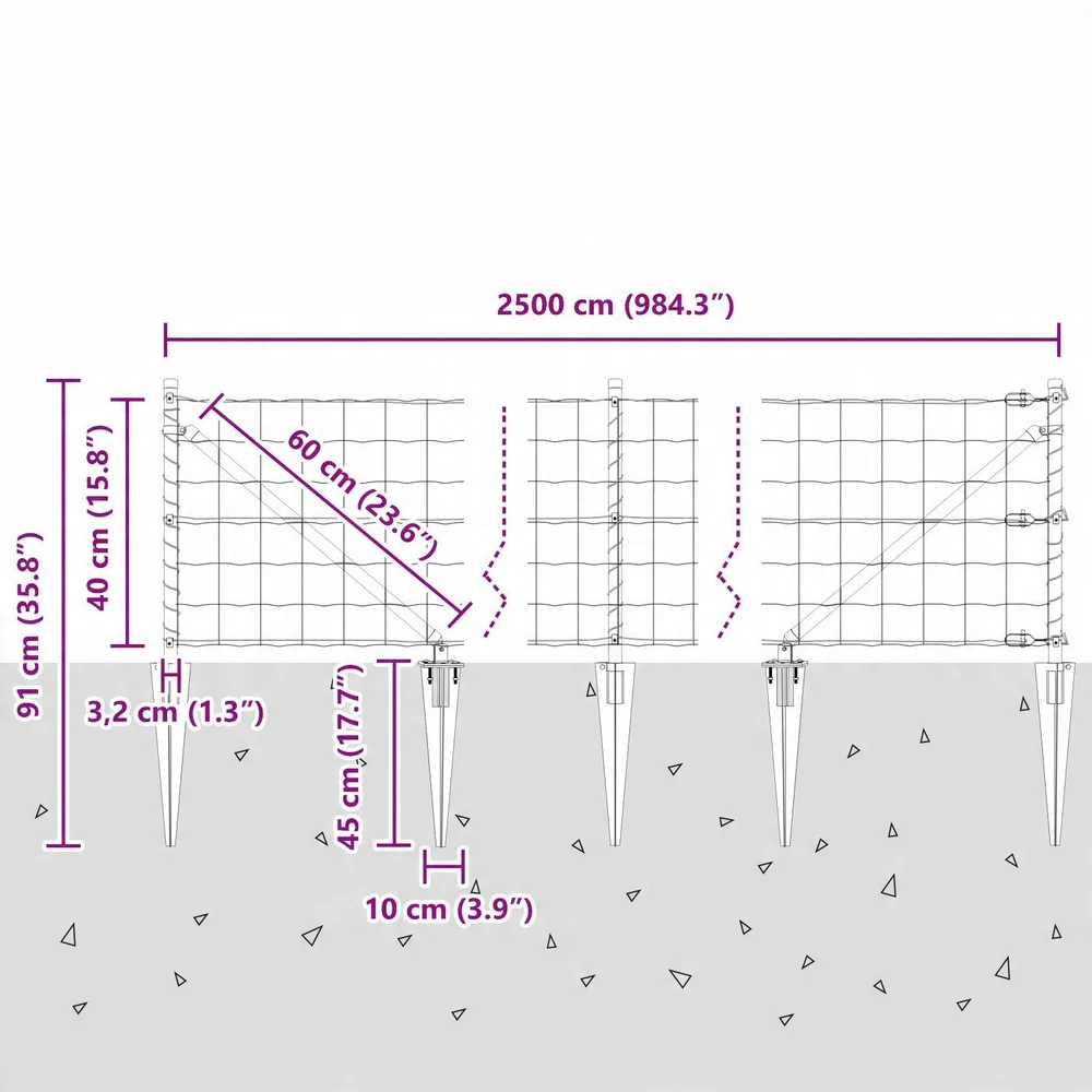 Euro tvora su smeigėmis 25 x 0,4 m PVC dengtas plienas Pilka