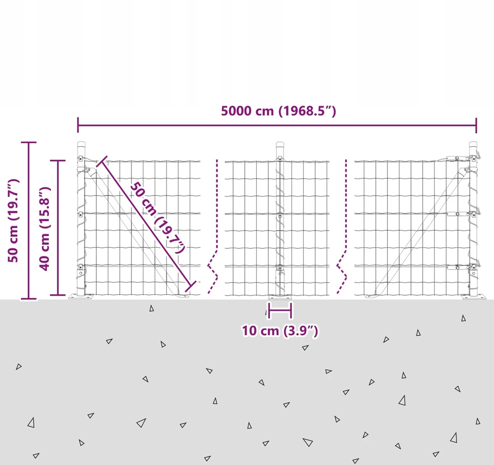Eurų tvora su betono baze 50 x 0,4 m PVC dengtas plienas Žalia