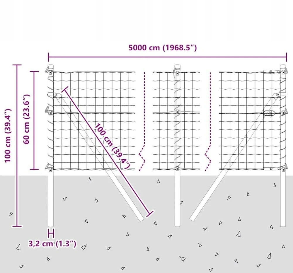 Euro tvoros žemės tvirtinimas 50 x 0,6 m PVC dengtas plienas