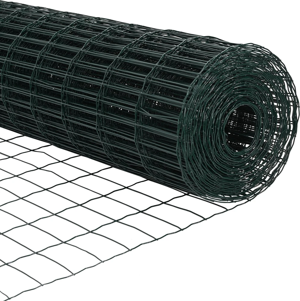 Eurų tvora su betono baze 25 x 0,4 m PVC dengtas plienas Žalia