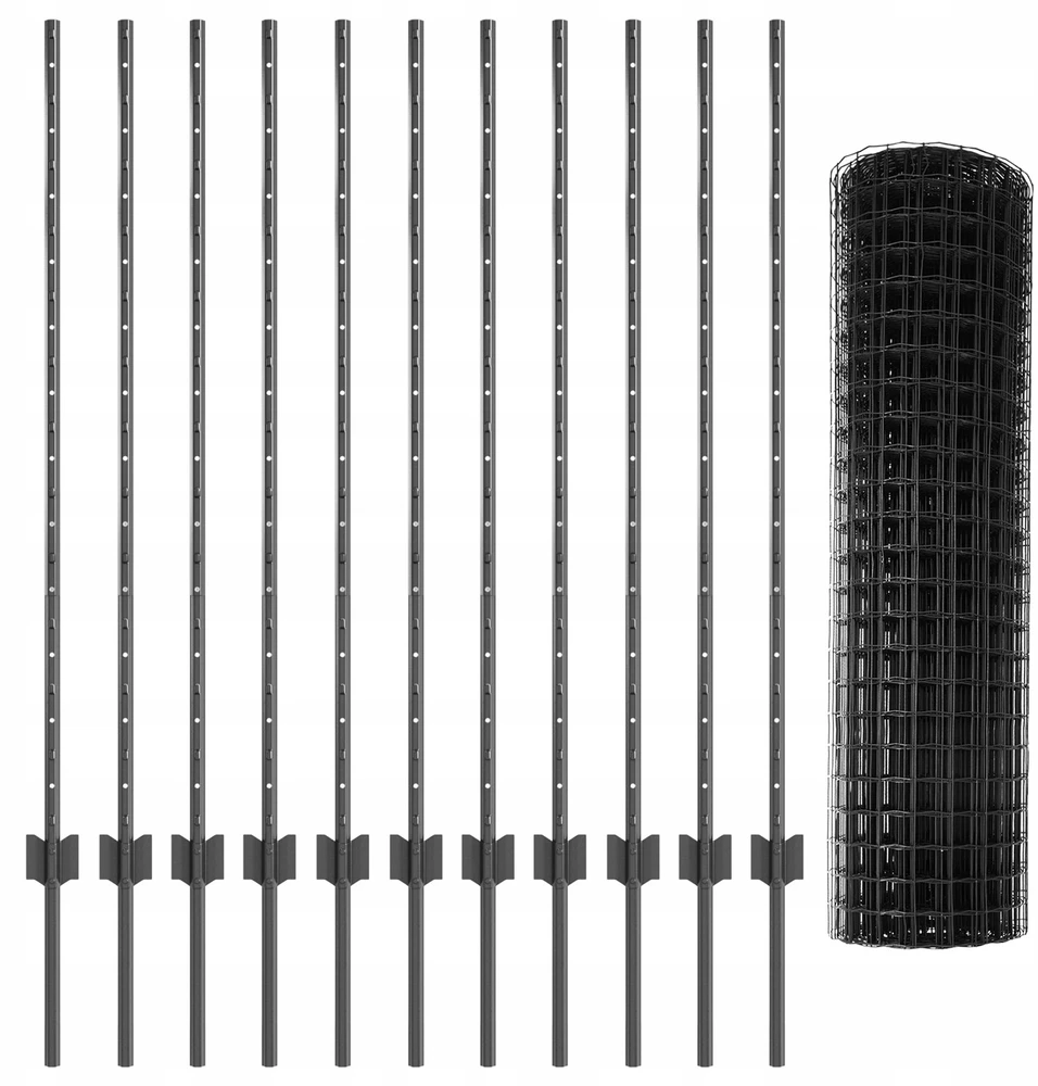 Euro tvoros su stulpu 25 x 1,2 m PVC dengtas plienas Pilka