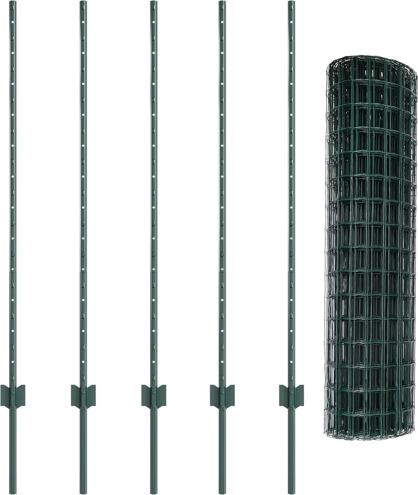 Euro tvoros su stulpu 10 x 1,2 m PVC dengtas plienas Žalia