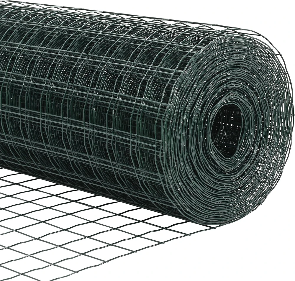 Euro tvoros su stulpu 10 x 1 m PVC dengtas plienas Žalia