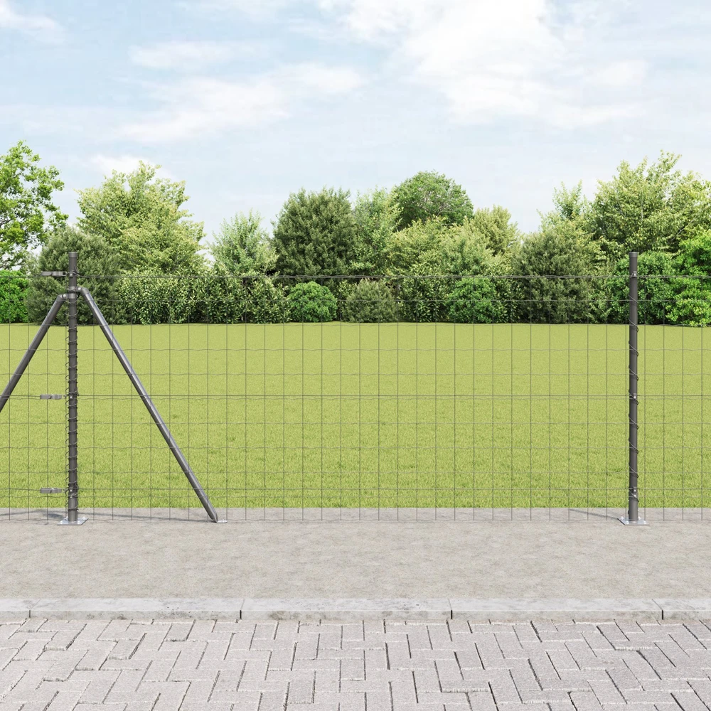 Eurų tvora su betono baze 10 x 0,8 m PVC dengtas plienas Pilka