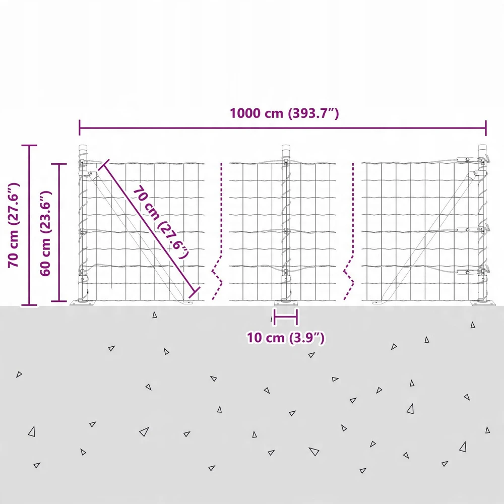 Lauko Euro tvoros su betono pagrindu 10 x 0,6 m Sidabrinė