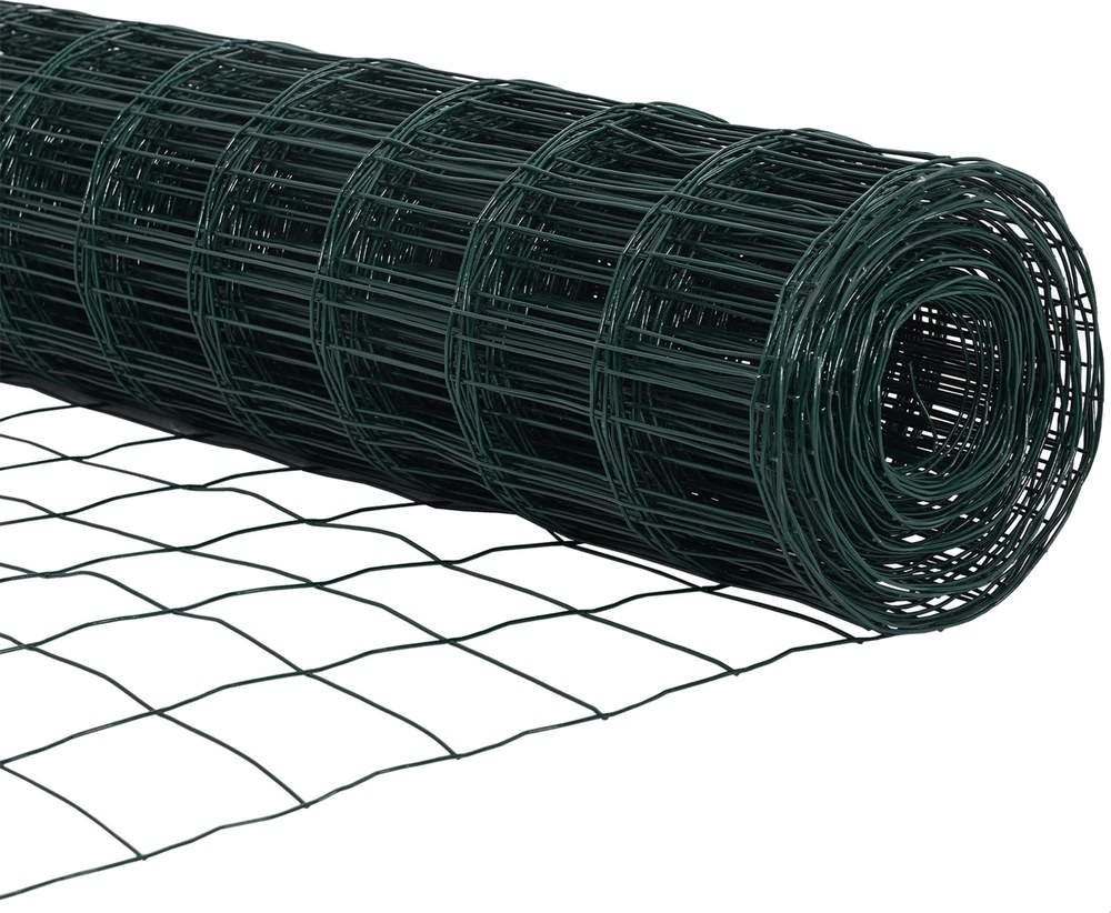 Eurų tvora su betono baze 10 x 0,8 m PVC dengtas plienas Žalia
