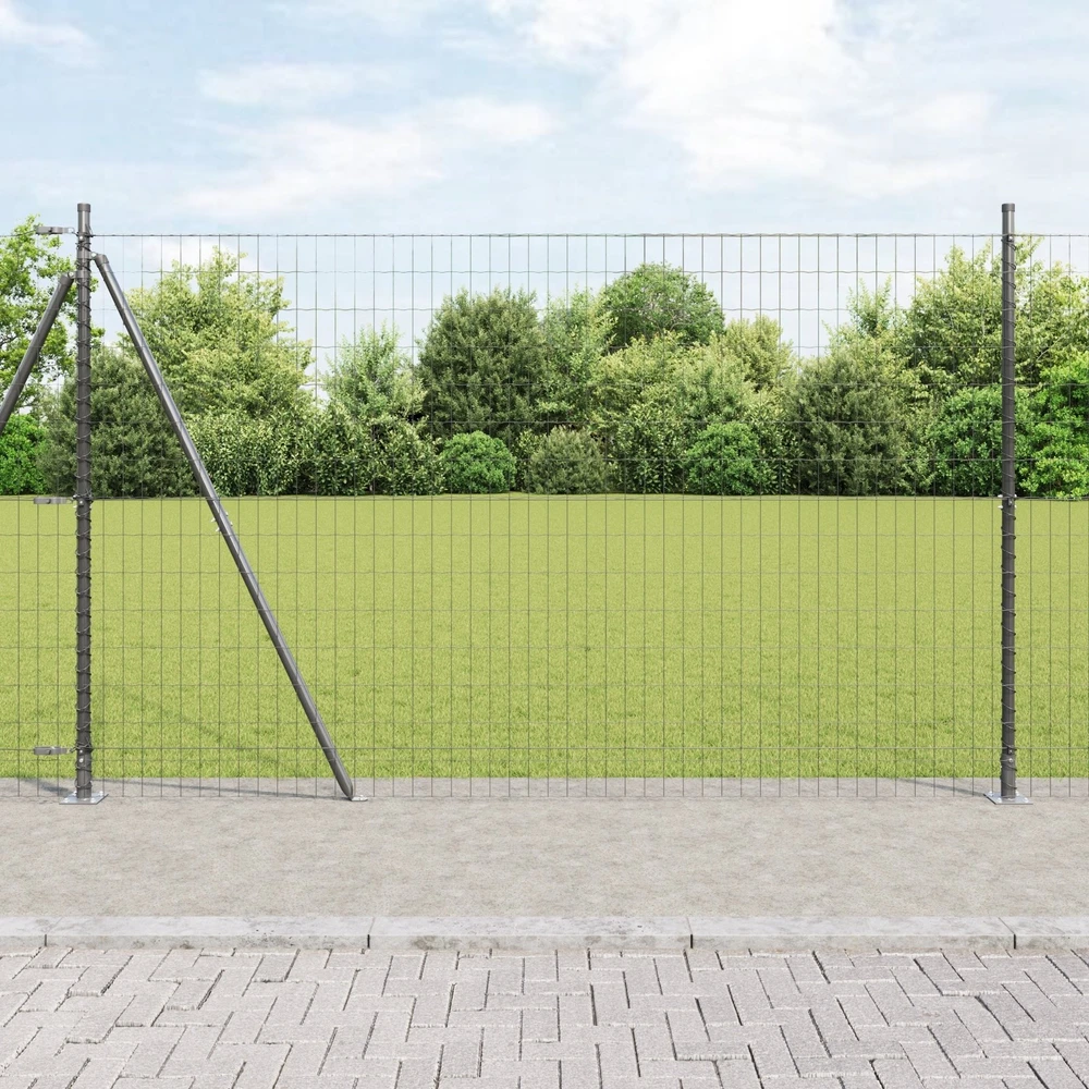 Eurų tvora su betono baze 10 x 1,6 m PVC dengtas plienas Pilka