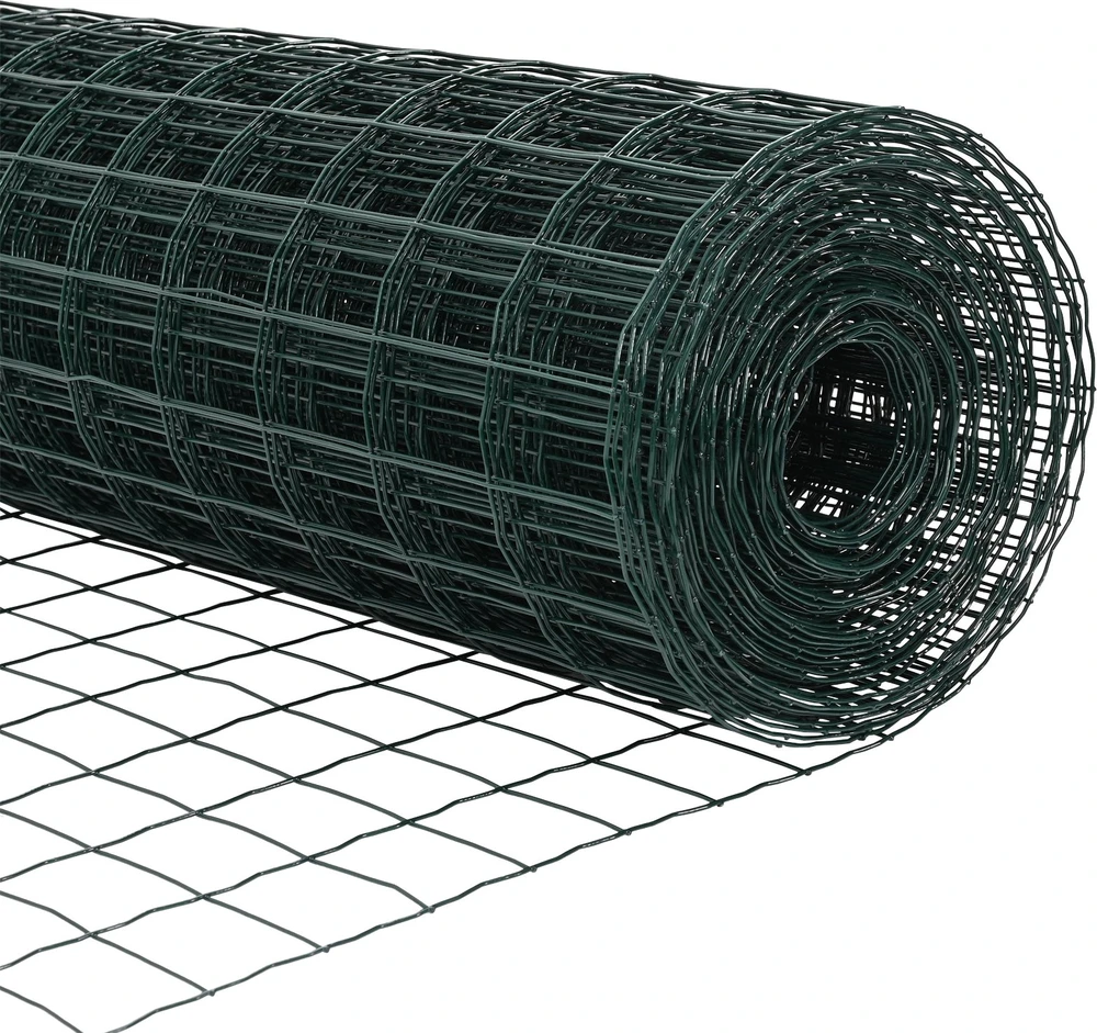 Eurų tvora su betono baze 10 x 1 m PVC dengtas plienas Žalia