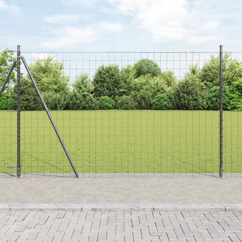 Eurų tvora su betono baze 10 x 1,5 m PVC dengtas plienas Pilka