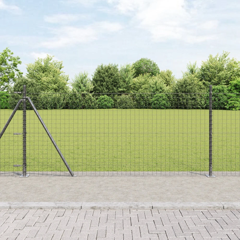 Eurų tvora su betono baze 10 x 1 m PVC dengtas plienas Pilka