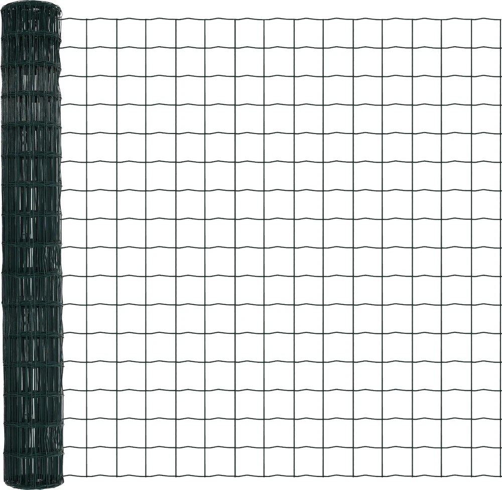 Eurų tvora su betono baze 10 x 1,6 m PVC dengtas plienas Žalia