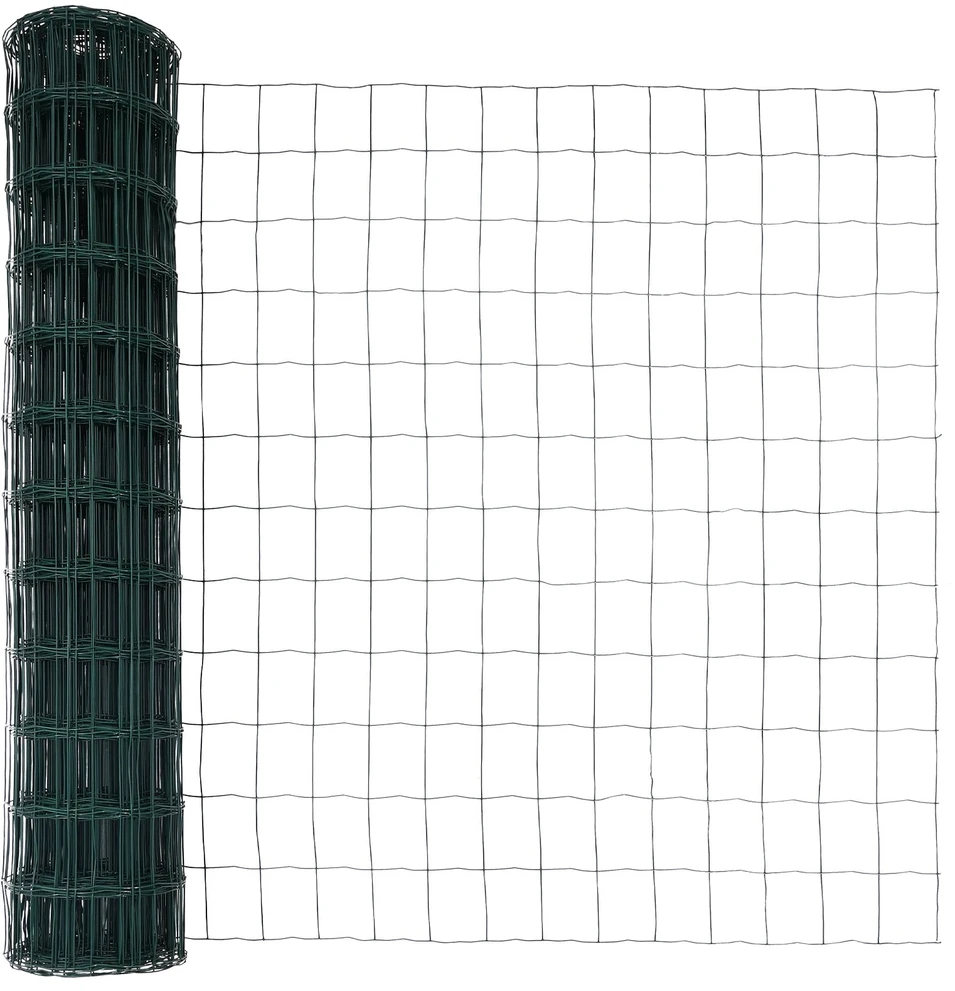 Eurų tvora su betono baze 10 x 1,2 m PVC dengtas plienas Žalia