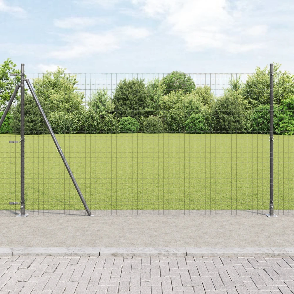 Eurų tvora su betono baze 10 x 1,5 m PVC dengtas plienas Pilka
