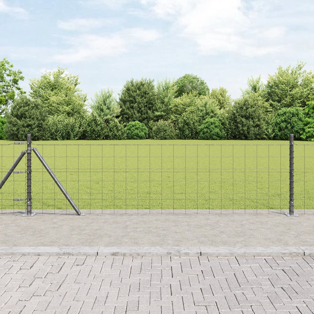Eurų tvora su betono baze 10 x 0,6 m PVC dengtas plienas Pilka