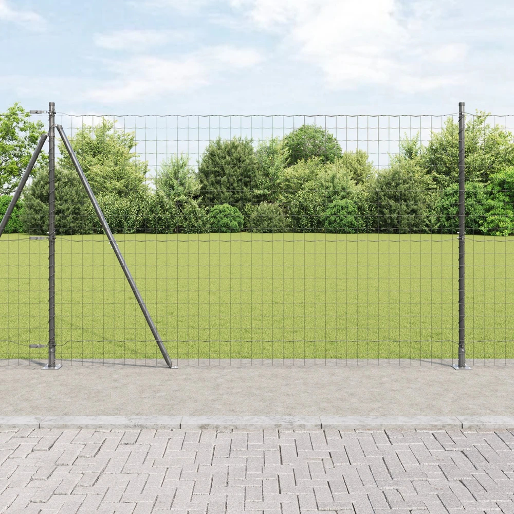 Eurų tvora su betono baze 10 x 1,4 m PVC dengtas plienas Pilka